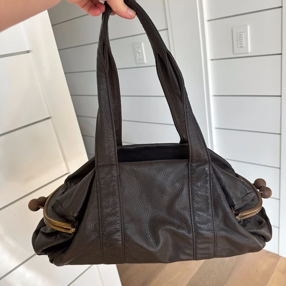 ERVA 🤎 Leather Shoulder Handbag, RARE VINTAGE 2000's HOBO 🇪🇸